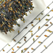 Multi Tourmaline Drop Dangle Oxidized Wire Chain